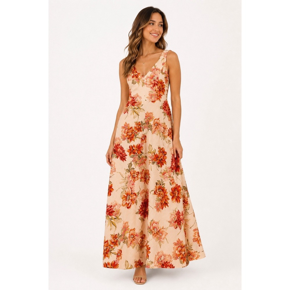 Paper Heart Women's Mojito Floral Print Sleeveless Maxi Dress Size S V Neck